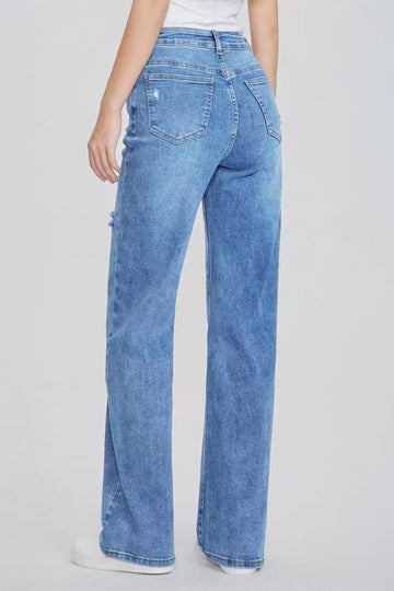Street High Waist Multi-Pocket Ripped Baggy Jeans